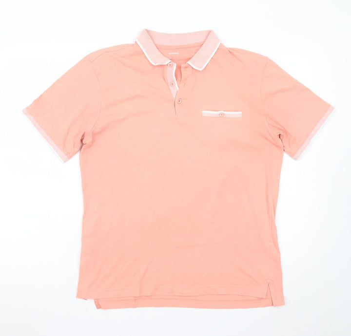 Dunnes Men's Pink Regular Fit Short Sleeve Polo Shirt M