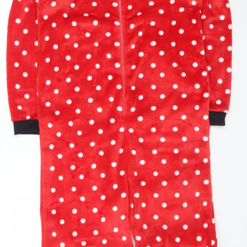 Character.com Womens Red Polka Dot Minnie Mouse Fleece Onesie Size S