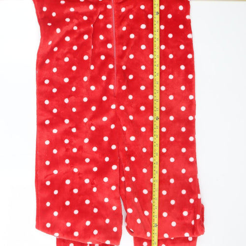 Character.com Womens Red Polka Dot Minnie Mouse Fleece Onesie Size S