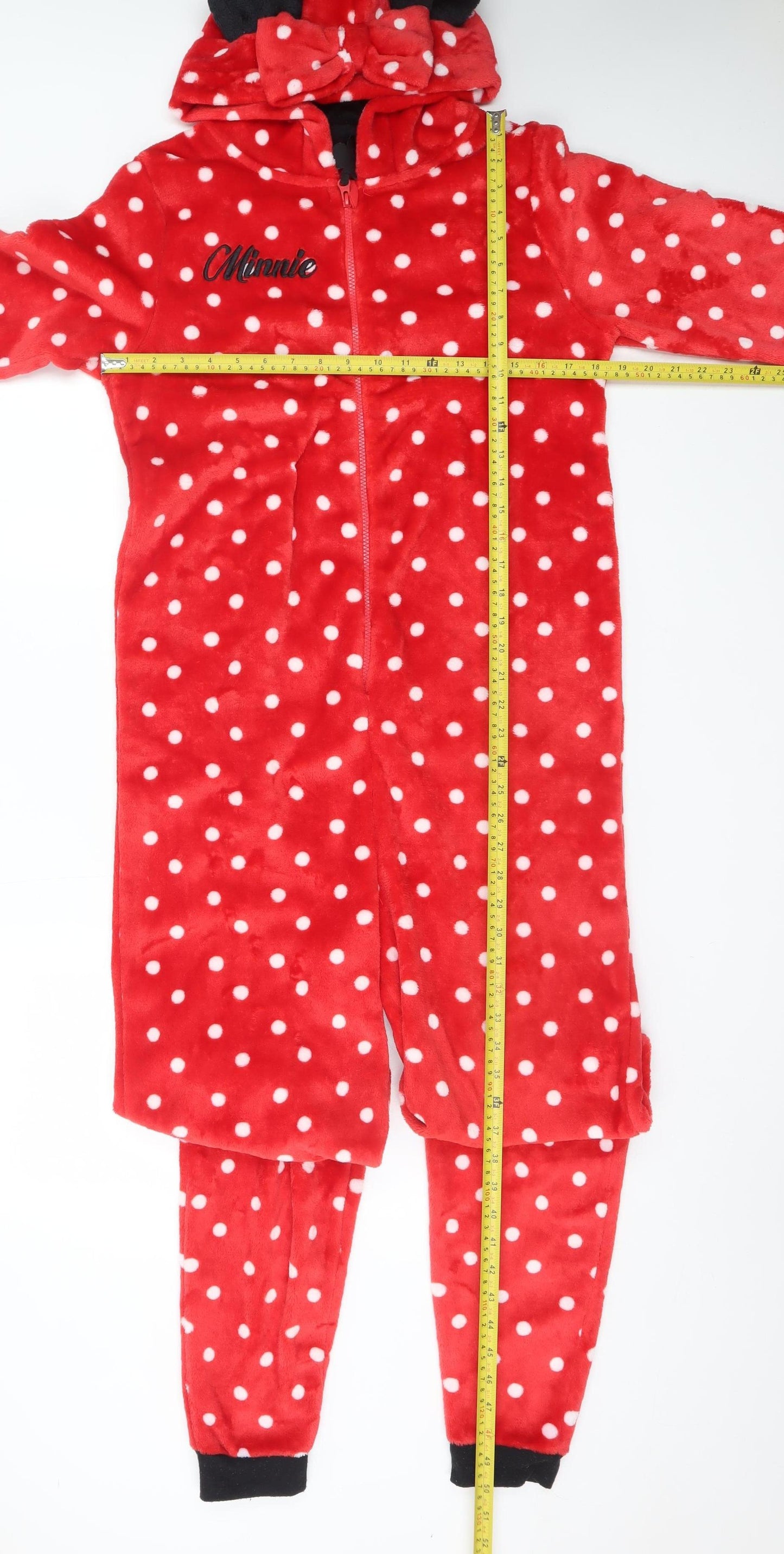 Character.com Womens Red Polka Dot Minnie Mouse Fleece Onesie Size S