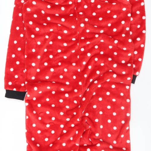 Character.com Womens Red Polka Dot Minnie Mouse Fleece Onesie Size S