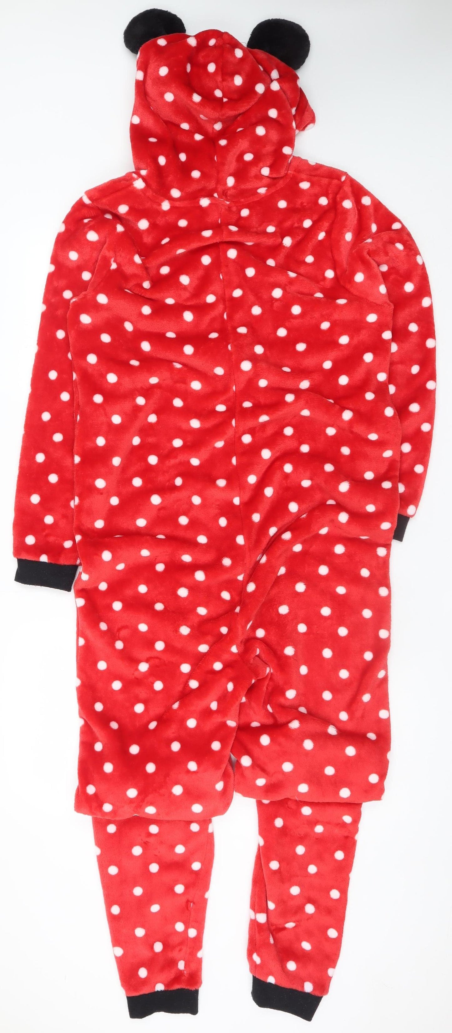 Character.com Womens Red Polka Dot Minnie Mouse Fleece Onesie Size S