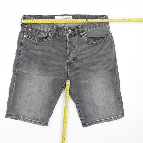 Topman Men's Grey Denim Stretch Skinny Shorts Size W32