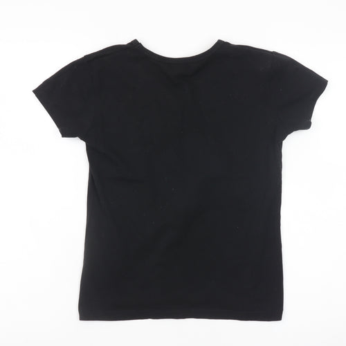 My Favourite Tee Women Black Cotton V-Neck Short Sleeve T-Shirt Size 14