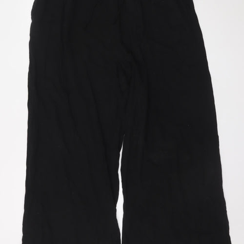 Primark Womens Black XL Wide-Leg Viscose Casual Drawstring Trousers