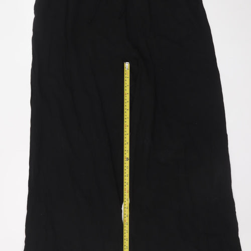 Primark Womens Black XL Wide-Leg Viscose Casual Drawstring Trousers