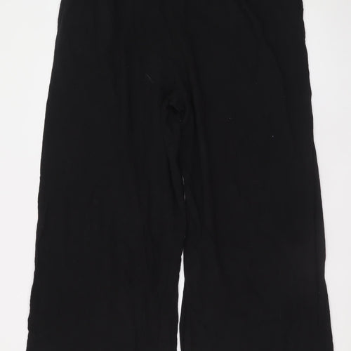 Primark Womens Black XL Wide-Leg Viscose Casual Drawstring Trousers