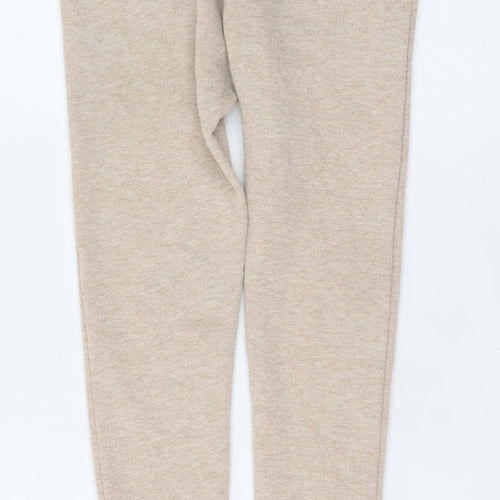 Disney Girls Beige Jogger Sweatpants 7-8 Years Dream Big Glitter Heart Trim