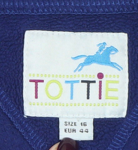 Tottie Women's Blue Full Zip Fleece Jacket Size 16 Regular Outdoor