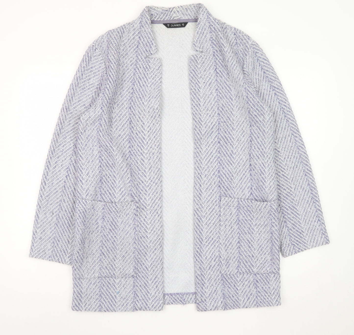 Dunnes Women’s Grey Herringbone Coatigan Size S Classic Overcoat