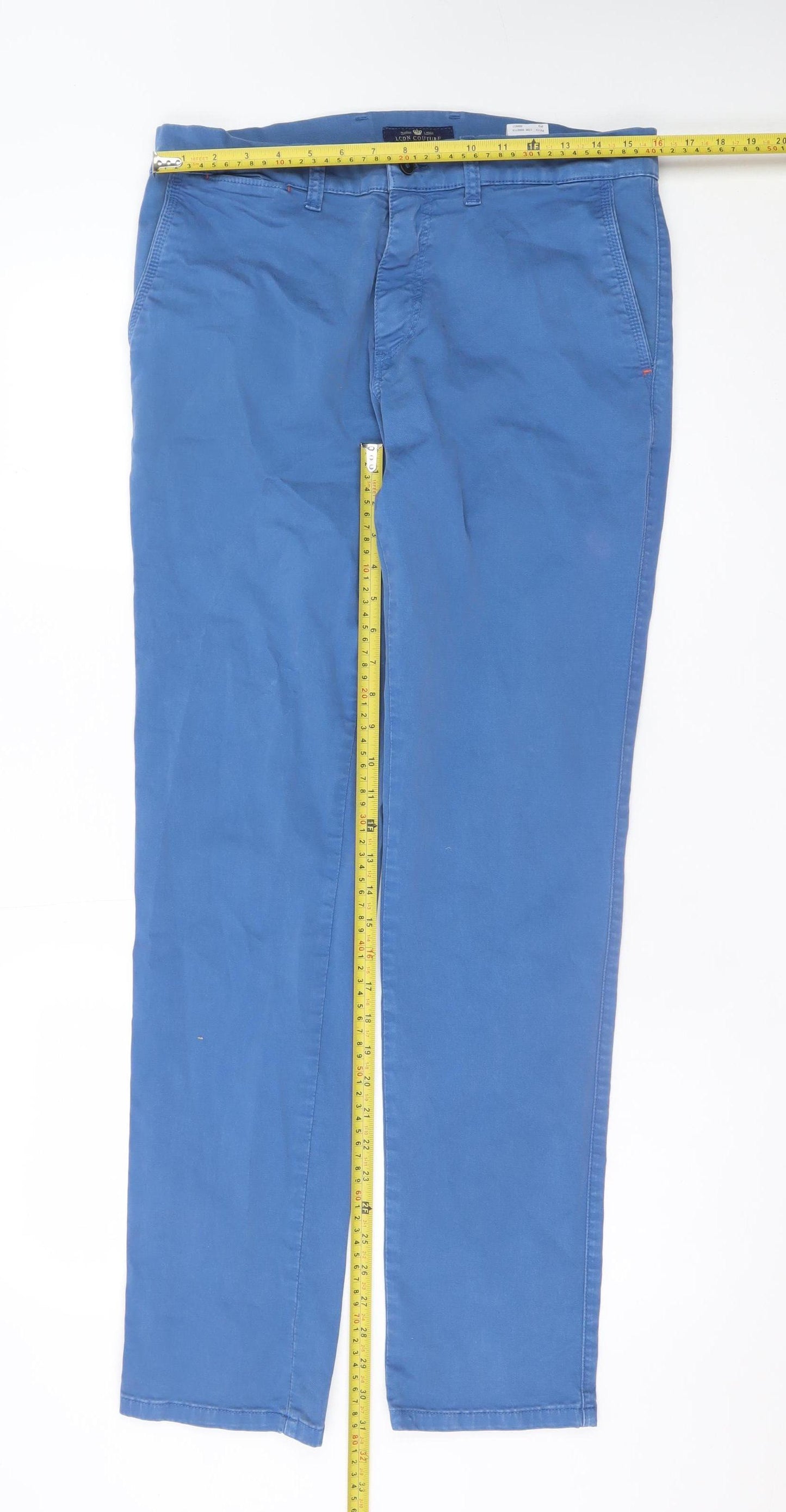 LCDN Couture Men's Blue Chino Trousers Size 34 Regular Cotton