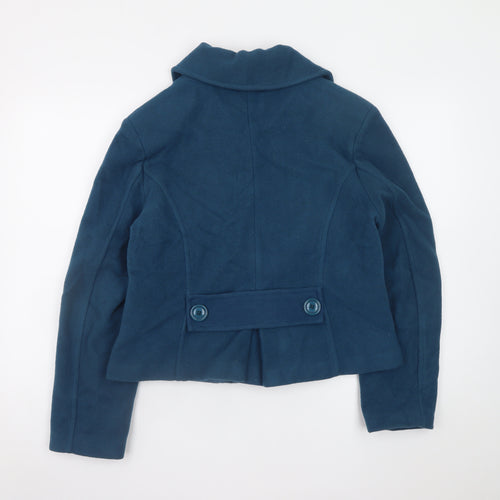Sasha Women Blue Wool Blend Short Button Jacket Size 12