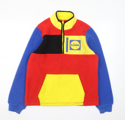 Esmara Unisex Multicoloured 1/4 Zip Fleece Sweatshirt S Retro Style