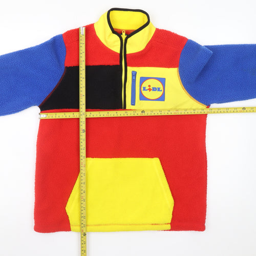 Esmara Unisex Multicoloured 1/4 Zip Fleece Sweatshirt S Retro Style