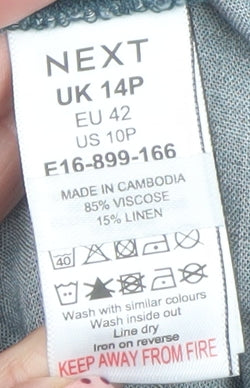 Next Women’s Blue Floral Pull-On Shorts Linen Viscose UK 14P