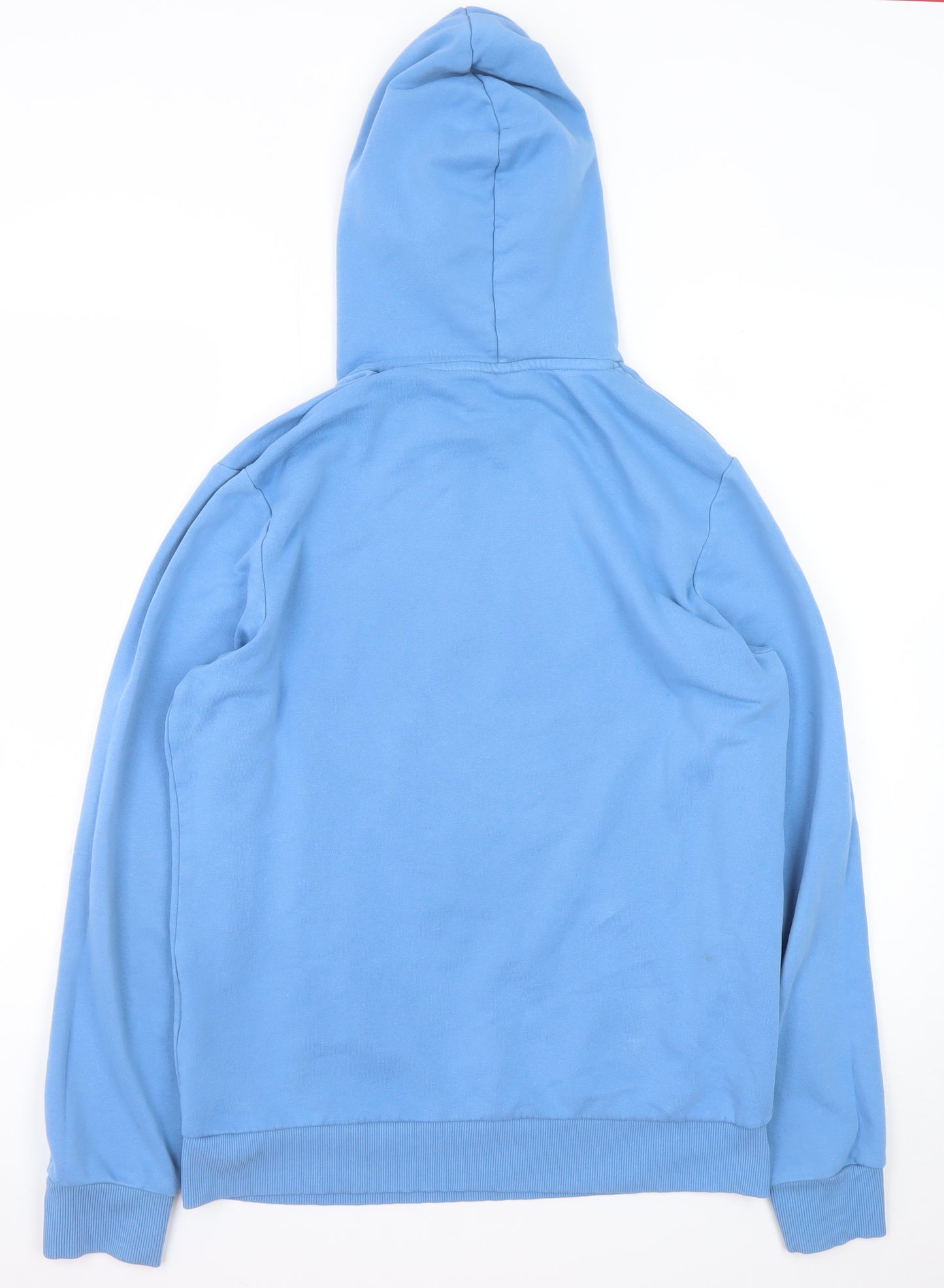 Jack & Jones Mens Blue Pullover Hoodie L Graphic Print Casual Sweatshirt