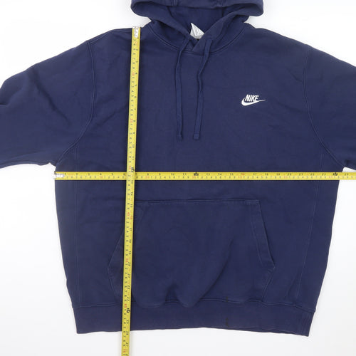 Nike Men's Blue Pullover Hoodie L Fleece Logo Sportswear