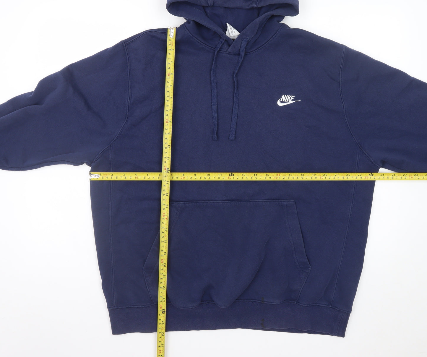 Nike Men's Blue Pullover Hoodie L Fleece Logo Sportswear