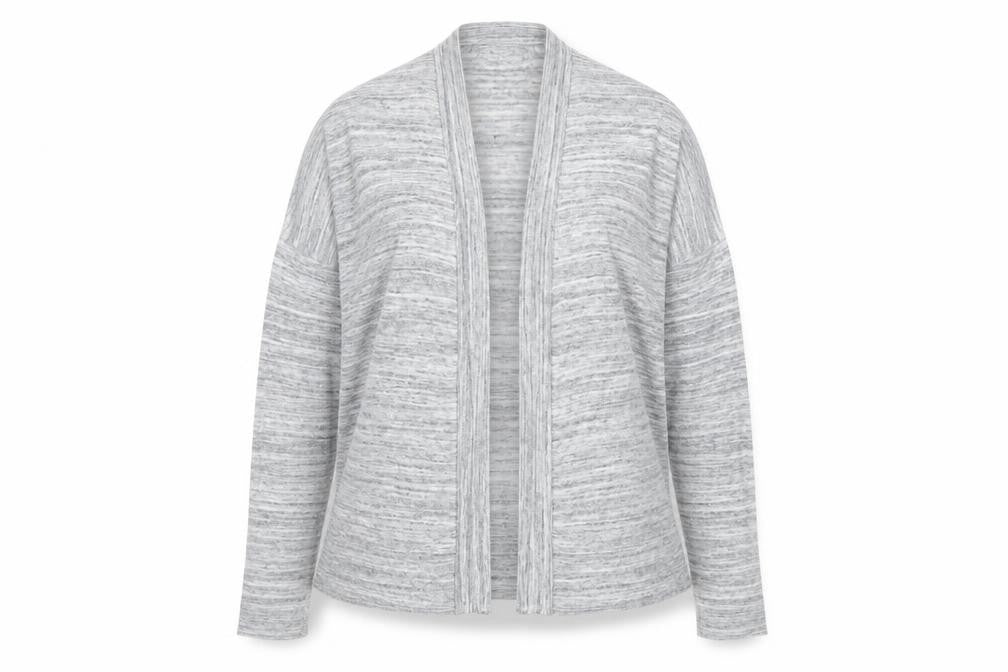 Front view of Next Women’s Grey Long Sleeve Open Knit Cardigan, size UK 10