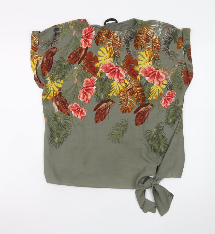 St. Bernard for Dunnes Stores Womens Green Floral Tie Tunic Blouse Size 12