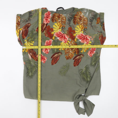 St. Bernard for Dunnes Stores Womens Green Floral Tie Tunic Blouse Size 12