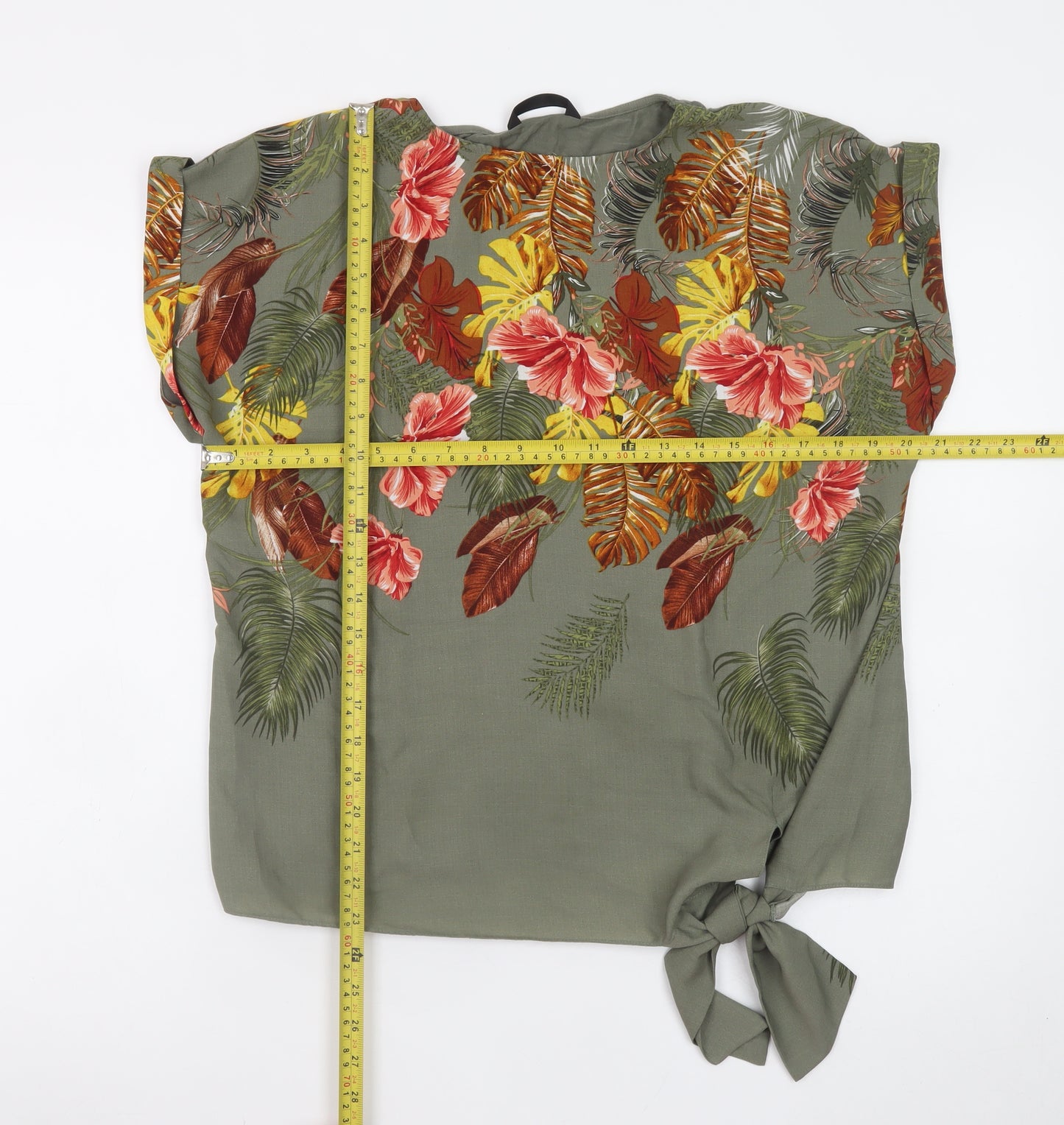 St. Bernard for Dunnes Stores Womens Green Floral Tie Tunic Blouse Size 12