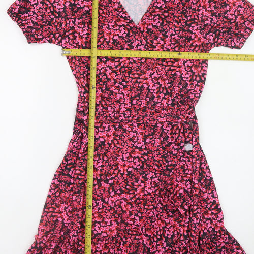 Lipsy Girls Multicoloured Floral Wrap Dress 11-12 Years Short Sleeve