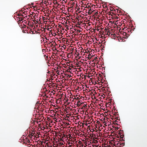 Lipsy Girls Multicoloured Floral Wrap Dress 11-12 Years Short Sleeve