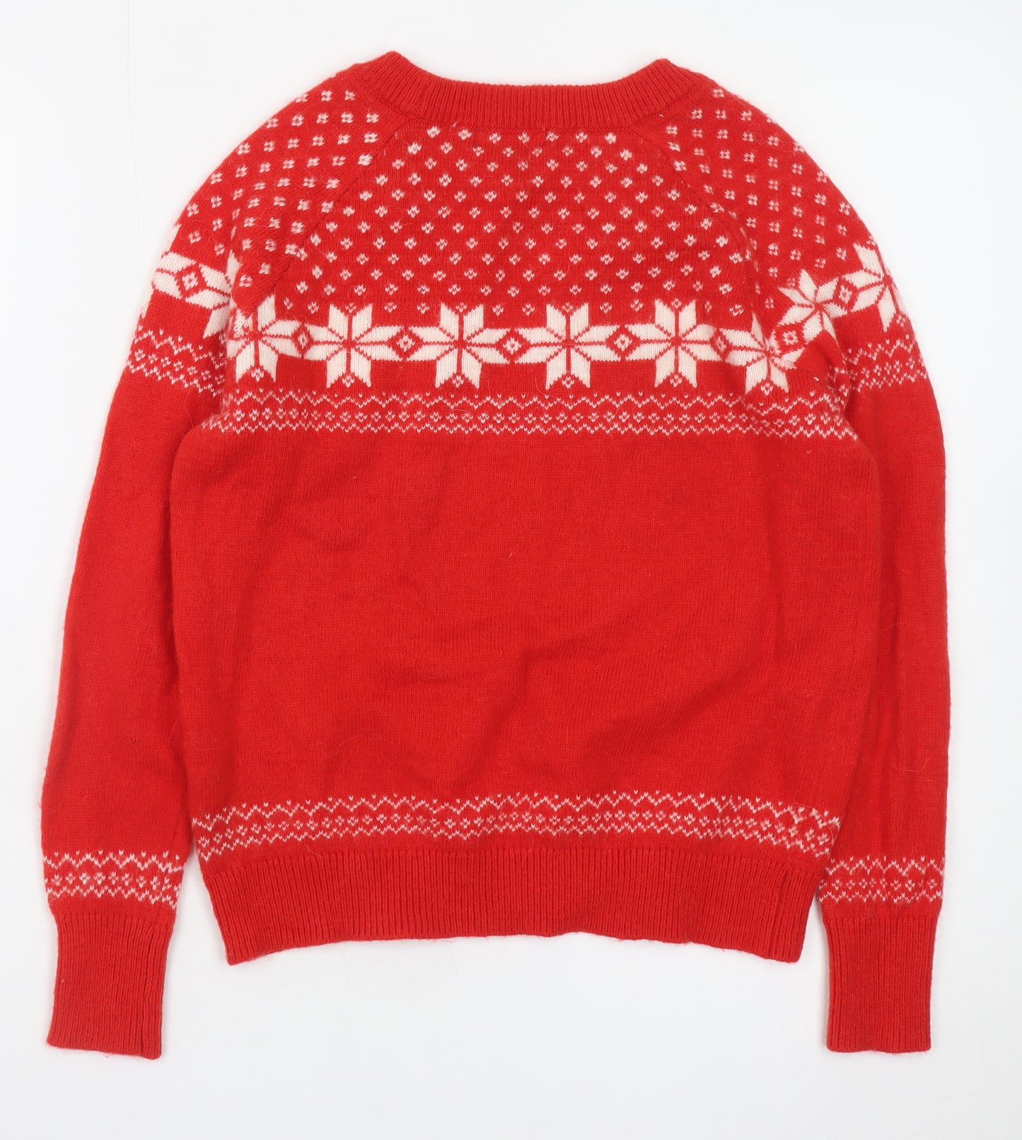 H&M Women Red Fair Isle Alpaca Blend Winter Jumper XS