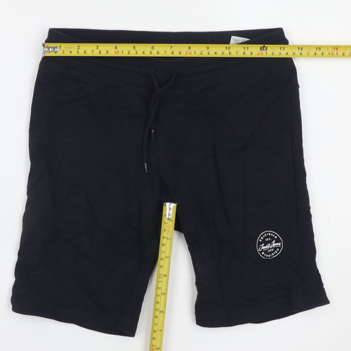 Jack & Jones Teens Black Sweat Shorts Regular Fit Drawstring Waist
