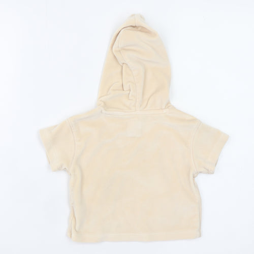DKNY Jeans Girls Beige Hooded Short Sleeve Casual Top 12 Months Polyester Blend