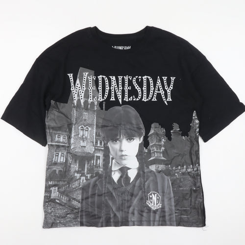 Wednesday Black Graphic T-Shirt for Girls 11-12 Years Gothic Style