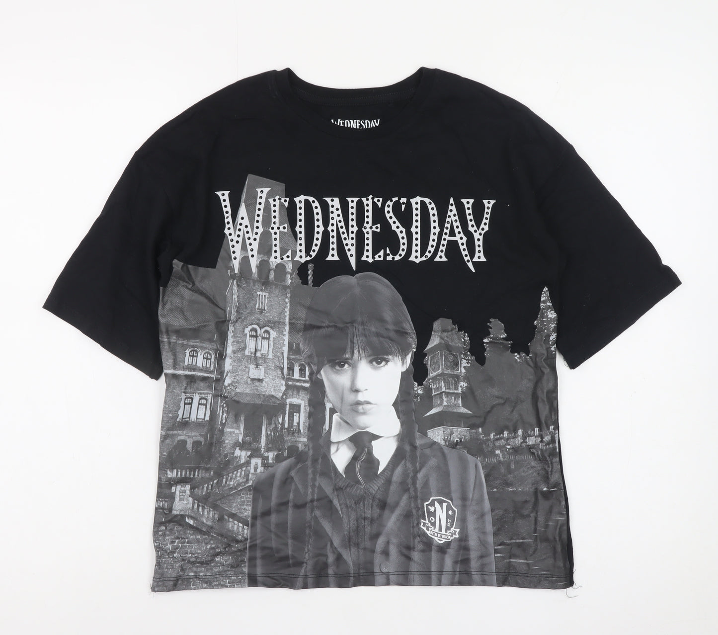 Wednesday Black Graphic T-Shirt for Girls 11-12 Years Gothic Style