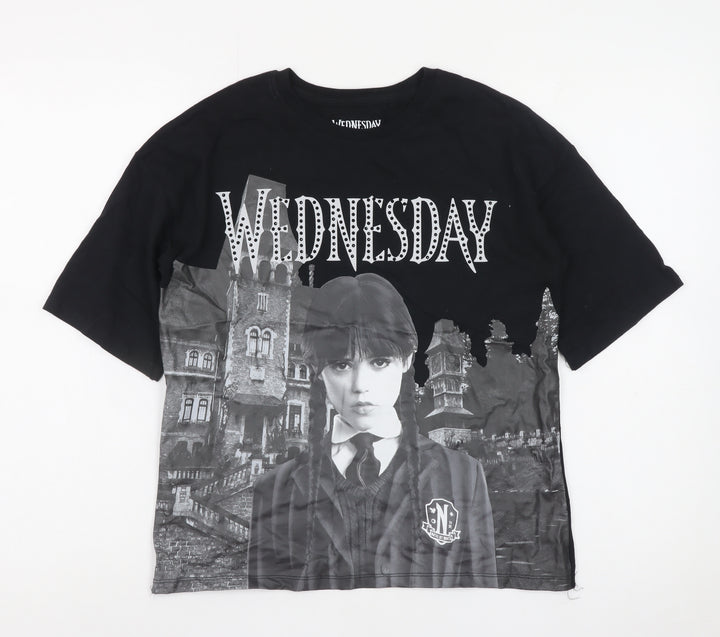 Wednesday Black Graphic T-Shirt for Girls 11-12 Years Gothic Style