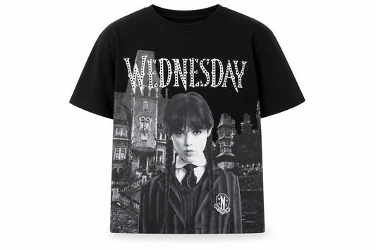 Wednesday Black Graphic T-Shirt for Girls 11-12 Years Gothic Style