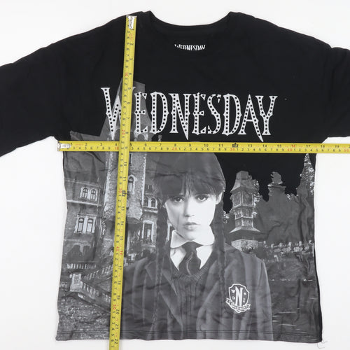 Wednesday Black Graphic T-Shirt for Girls 11-12 Years Gothic Style