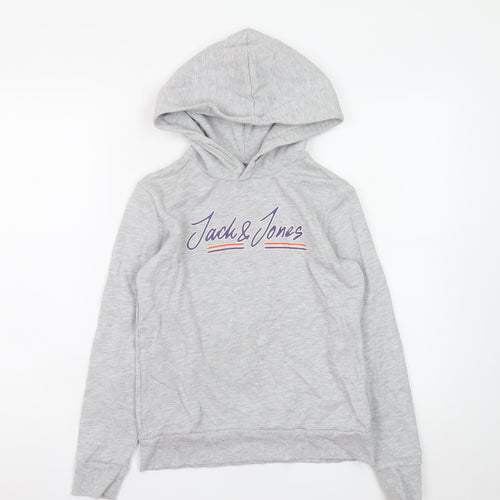 Jack & Jones Boys Grey Hoodie 152cm Cotton Blend Pullover