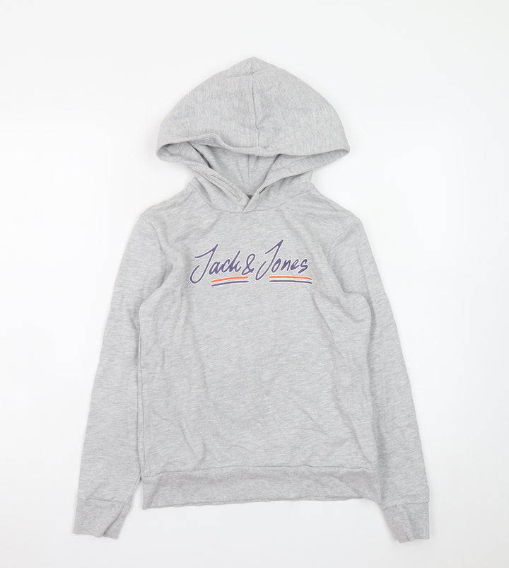Jack & Jones Boys Grey Hoodie 152cm Cotton Blend Pullover