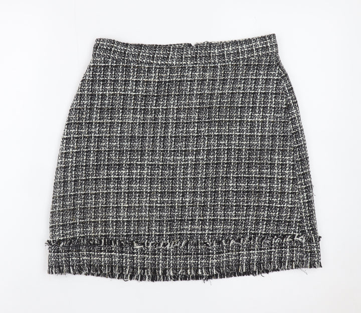 Warehouse Women Black Tweed Check Pencil Skirt Size 10