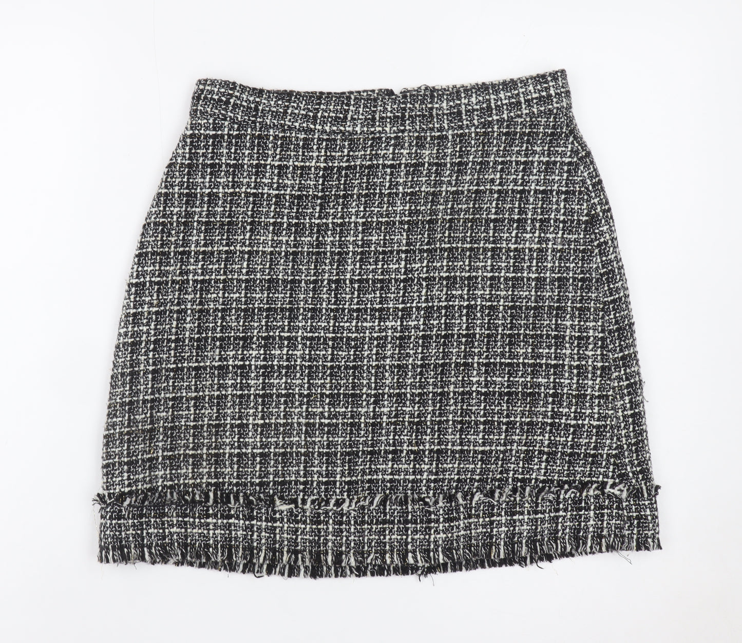 Warehouse Women Black Tweed Check Pencil Skirt Size 10