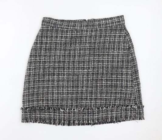Warehouse Women Black Tweed Check Pencil Skirt Size 10