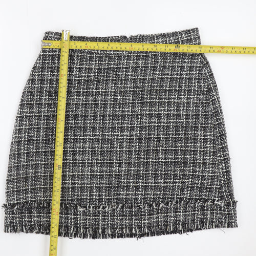 Warehouse Women Black Tweed Check Pencil Skirt Size 10