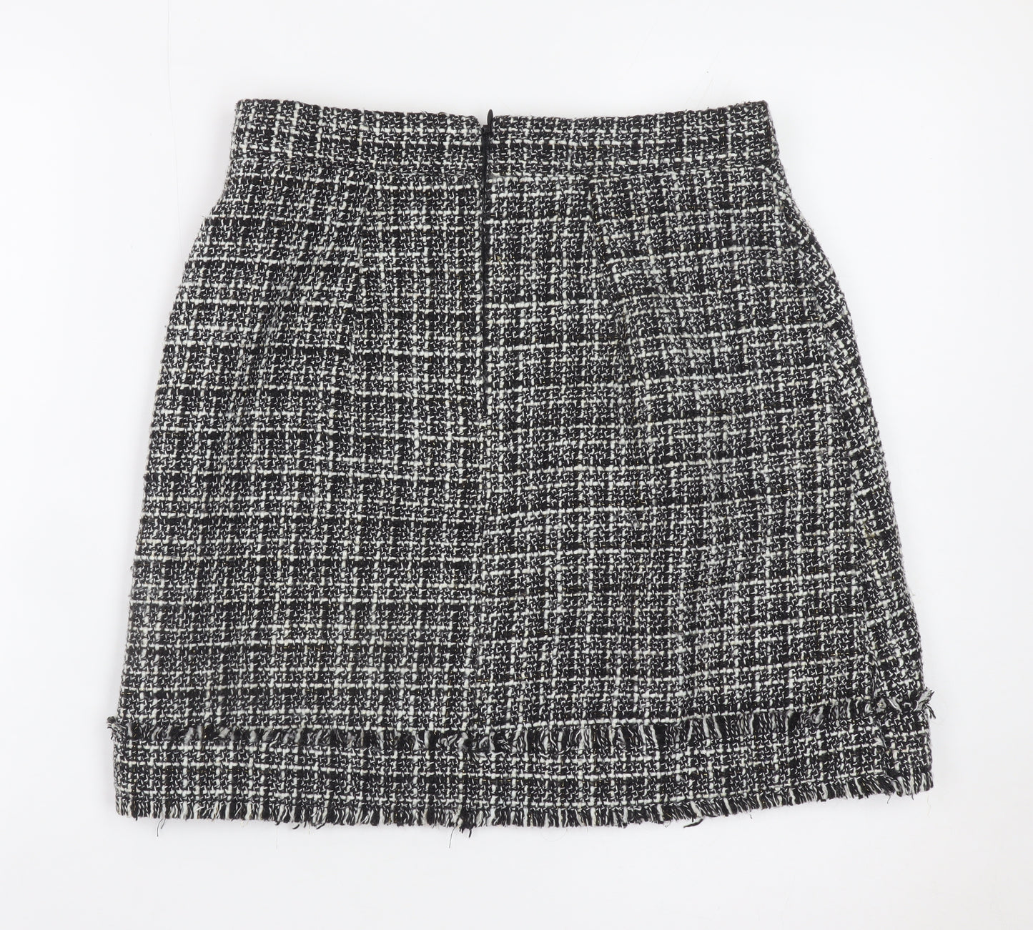 Warehouse Women Black Tweed Check Pencil Skirt Size 10
