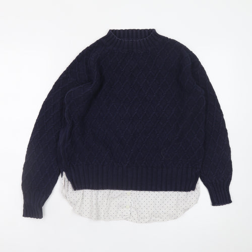 Next Women Blue Cable-Knit Cotton Jumper Size 10 Petite