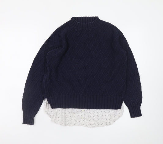 Next Women Blue Cable-Knit Cotton Jumper Size 10 Petite