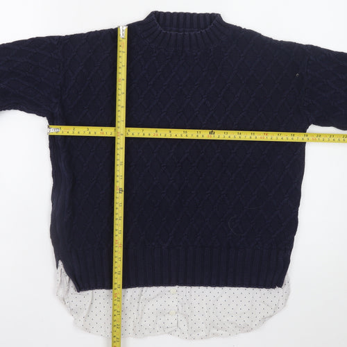 Next Women Blue Cable-Knit Cotton Jumper Size 10 Petite