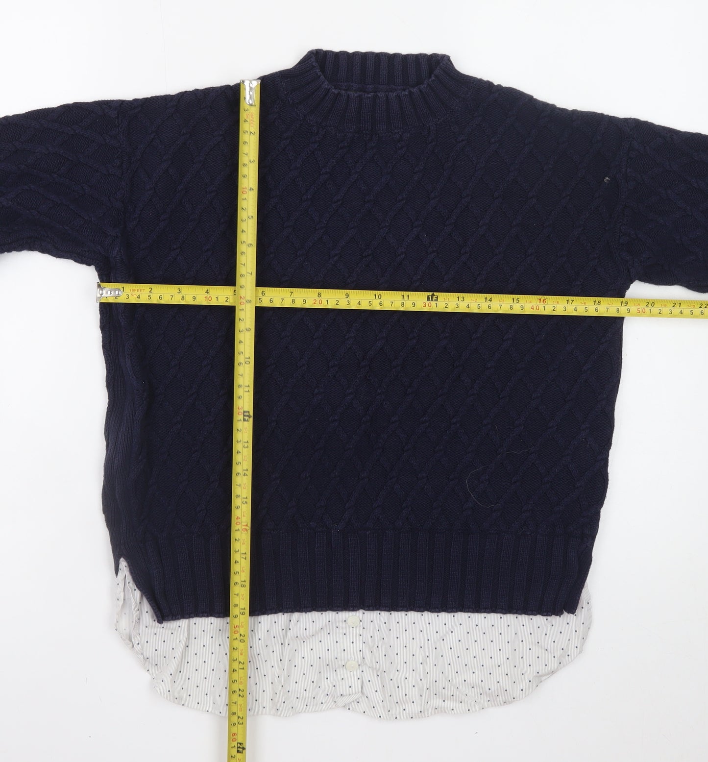 Next Women Blue Cable-Knit Cotton Jumper Size 10 Petite