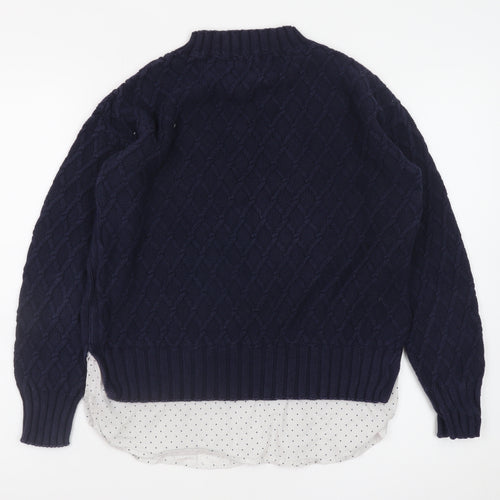 Next Women Blue Cable-Knit Cotton Jumper Size 10 Petite