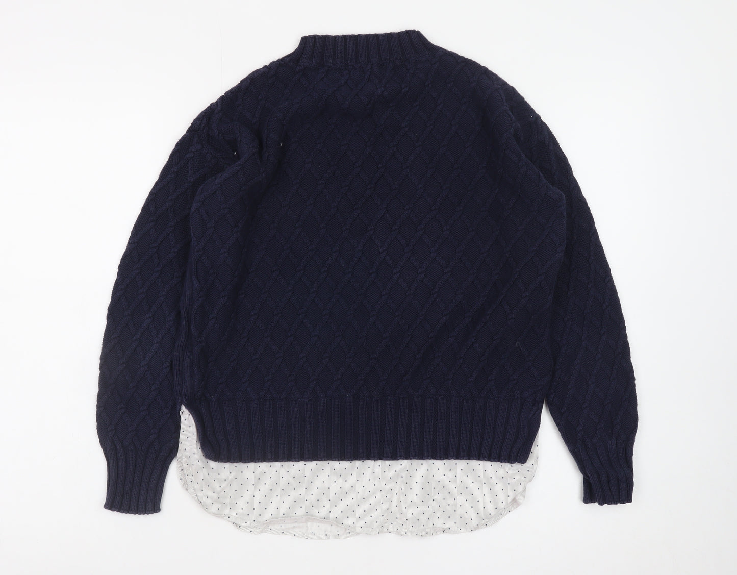 Next Women Blue Cable-Knit Cotton Jumper Size 10 Petite