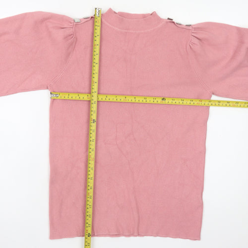 Naoise Womens Pink Mock Neck Button Shoulder Jumper Size S